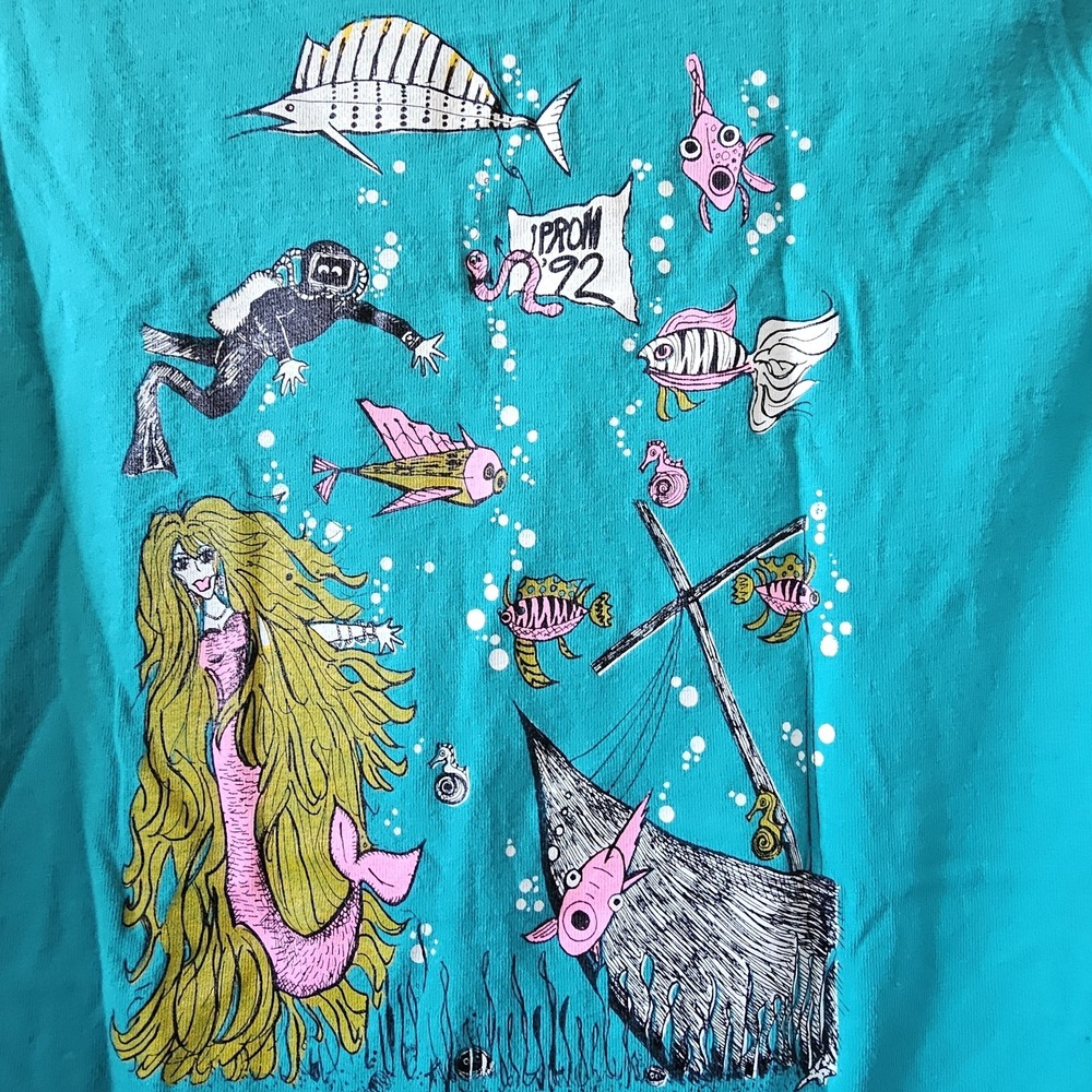 Vintage‎ Prom T-Shirt Women's Size Large Under The Sea Made In USA Single Stitch